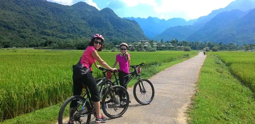 Family cycling in North Vietnam